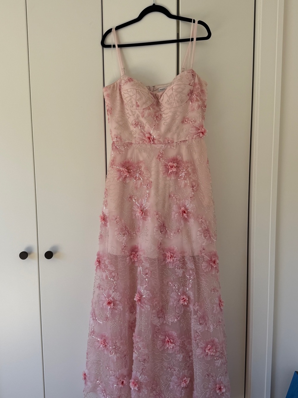 Dress the Population Blush Pink Floral Appliqué Prom Gown